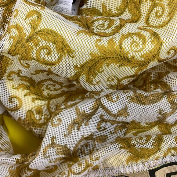 VERSACE Size M Yellow Black Gold Nylon Elastic Waistband Swim Trunks - Picture 3 of 5